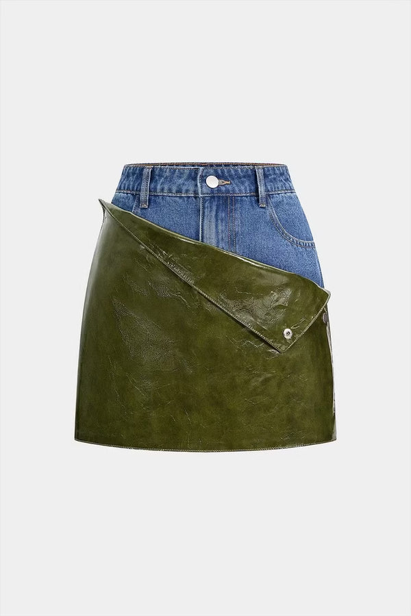 Leather blend skirt
